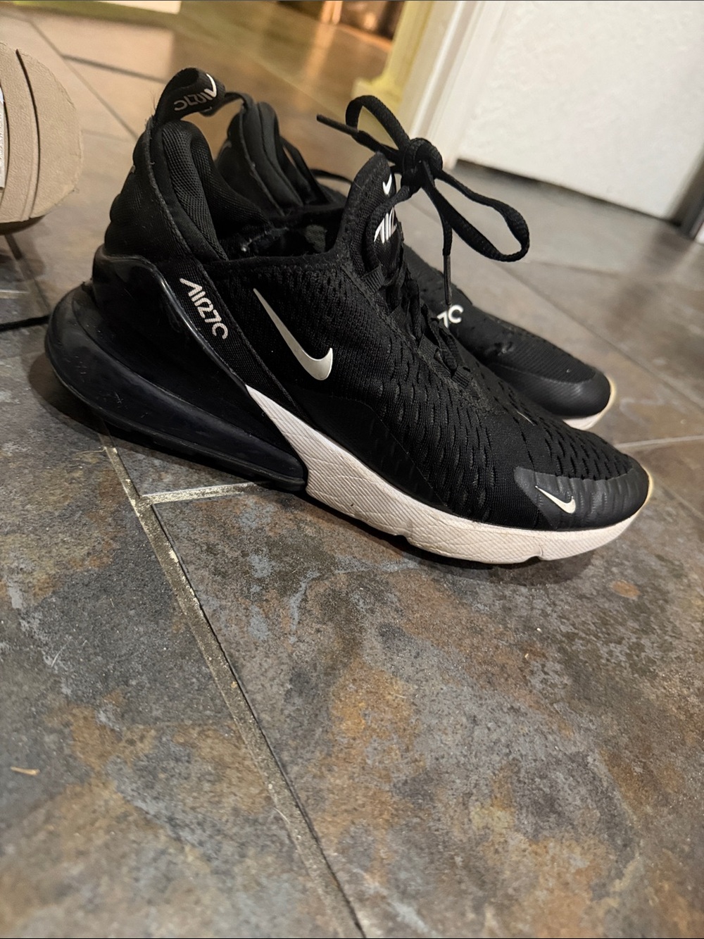 Nike Kids Black and White Air Max 270-Style Sneakers